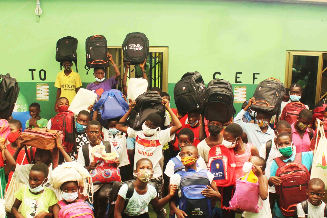 Street children receive school supplies from SCEF